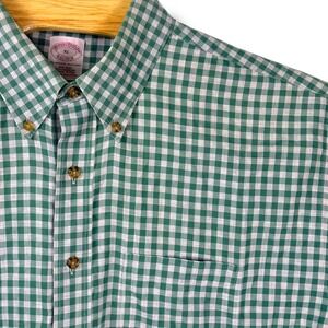 Brooks Brothers XL Gingham Button Down Shirt Long Sleeve Non Iron Pima Cotton
